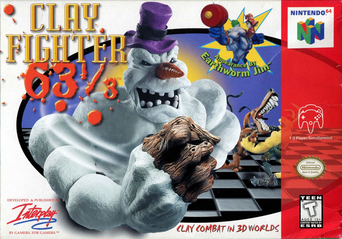 Clay Fighter 63 1/3 box art for Nintendo 64